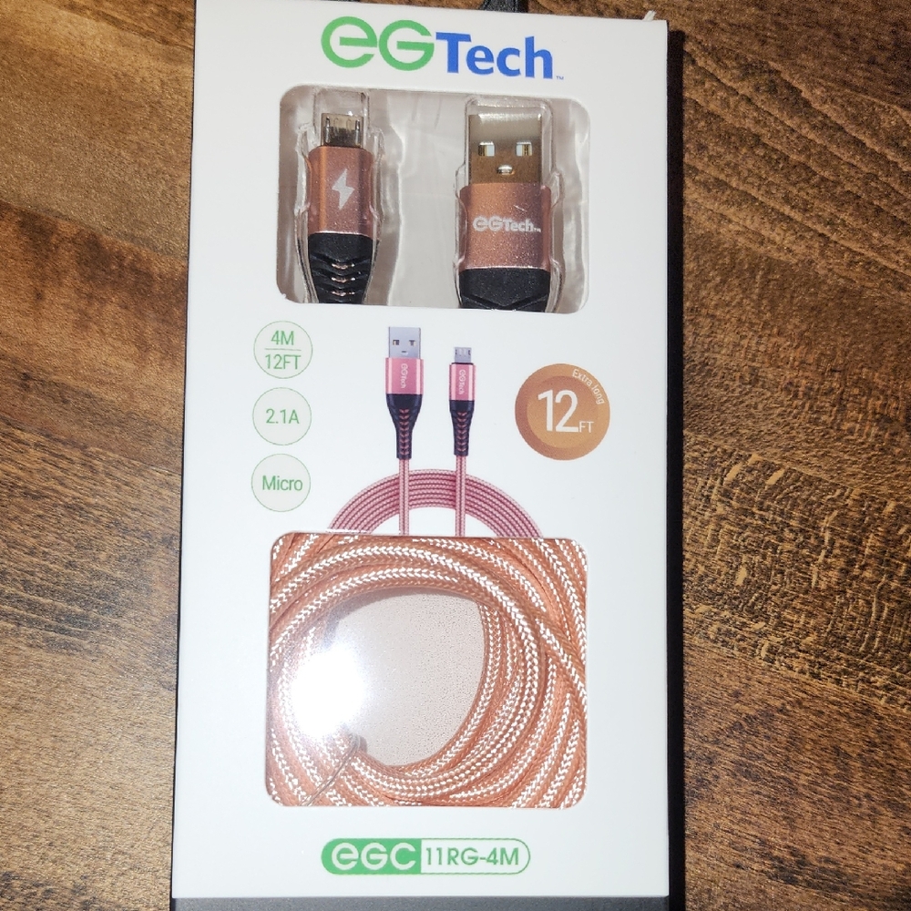 12ft Rose Gold Micro USB Cable